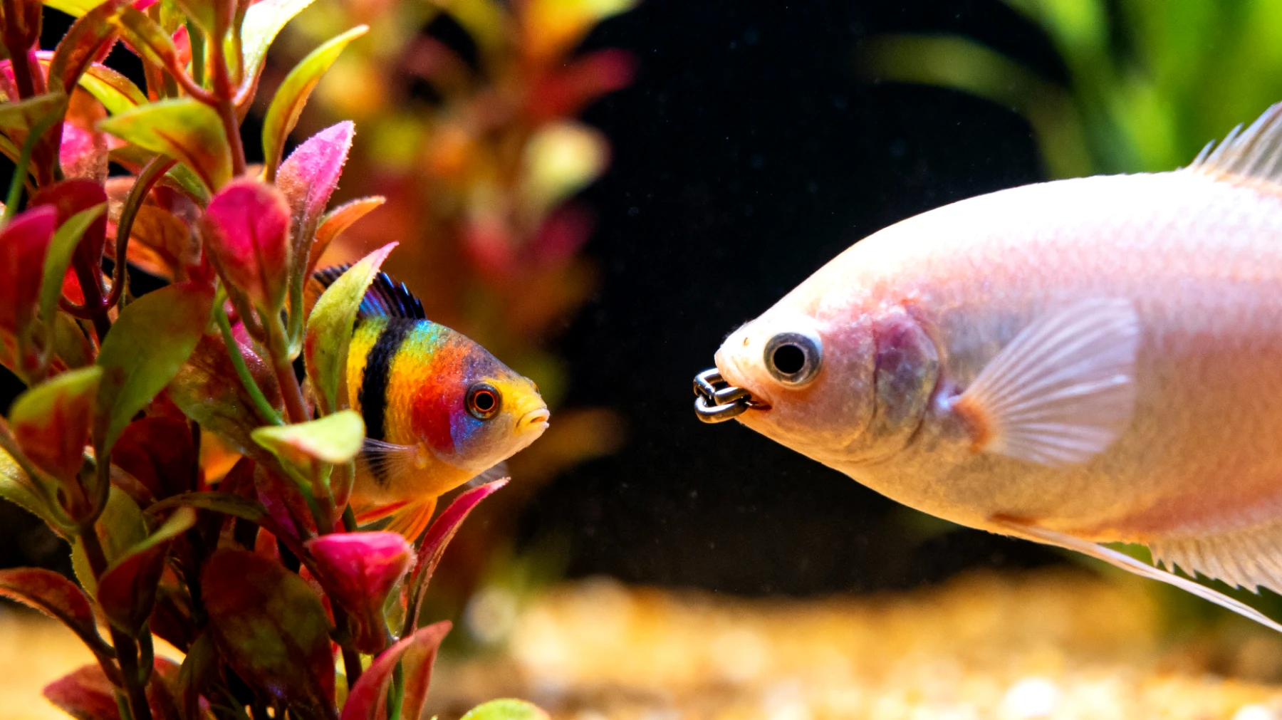 Neue Fische haben Schwierigkeiten, sich in die bestehende Aquariengemeinschaft zu integrieren und zeigen Stress oder werden von etablierten Fischen bedrängt"